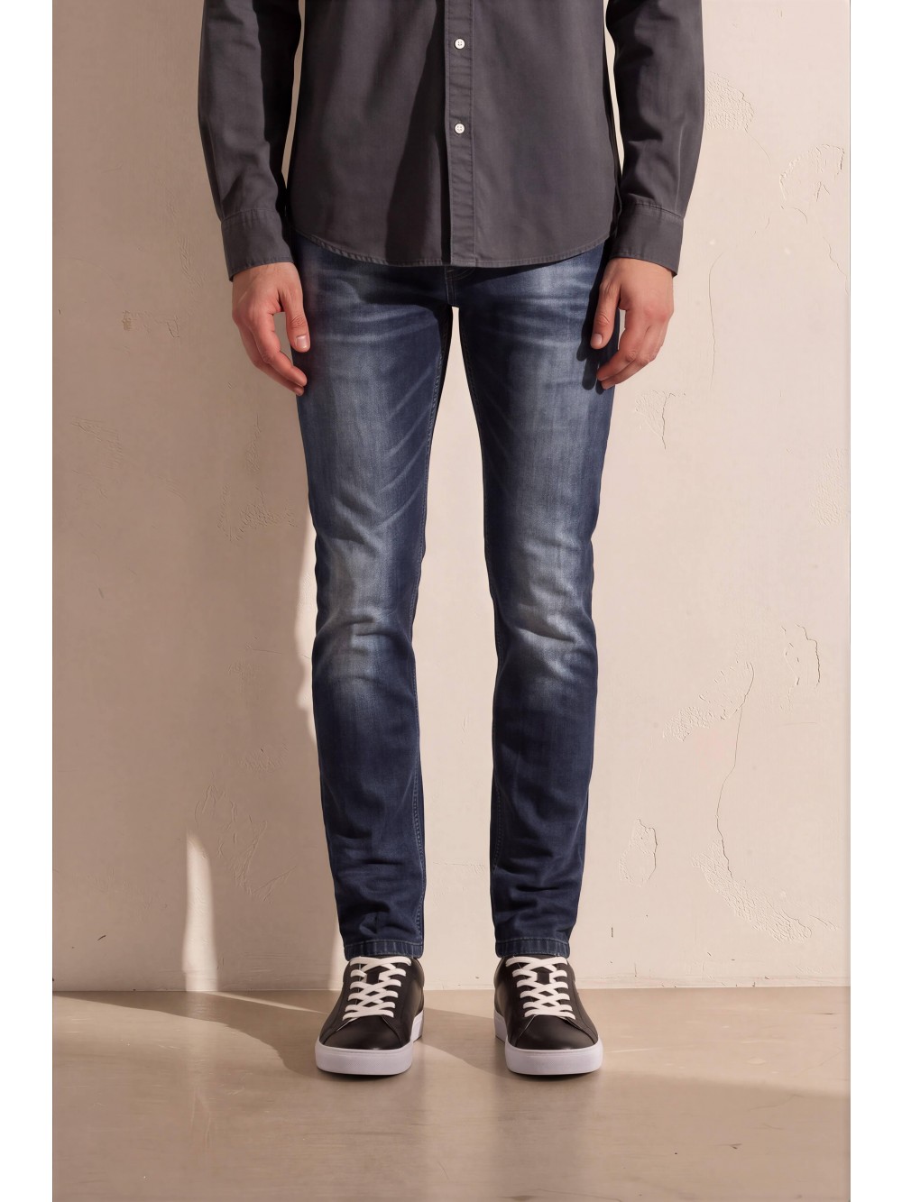 Pánské džíny JSM253 super slim tmavě modré stone wash | GEAR