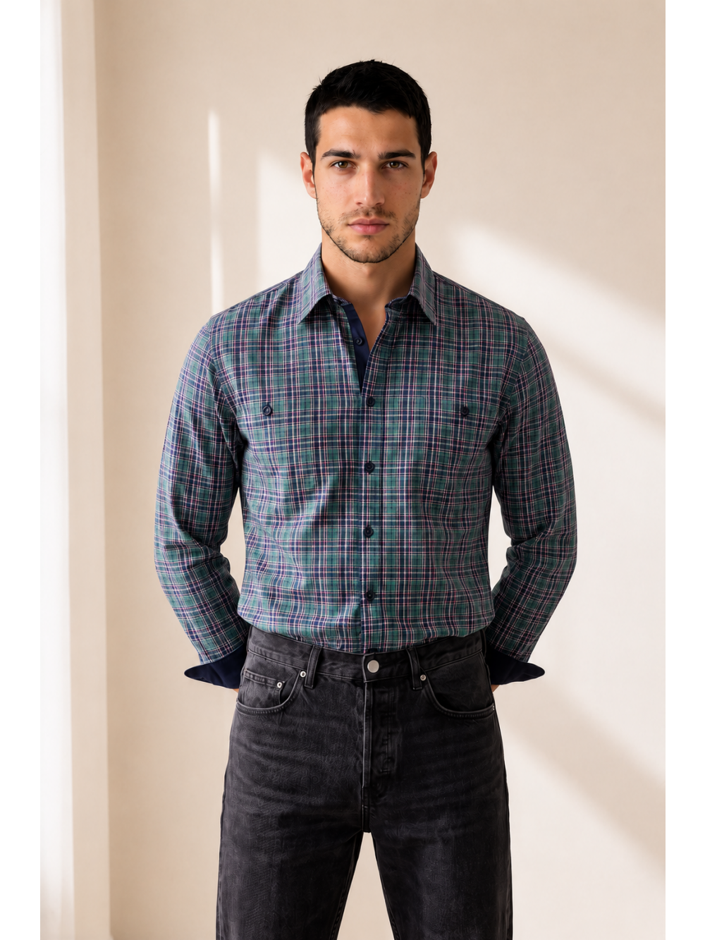 Pánská košile MATERDEI slim fit zelená | GEAR