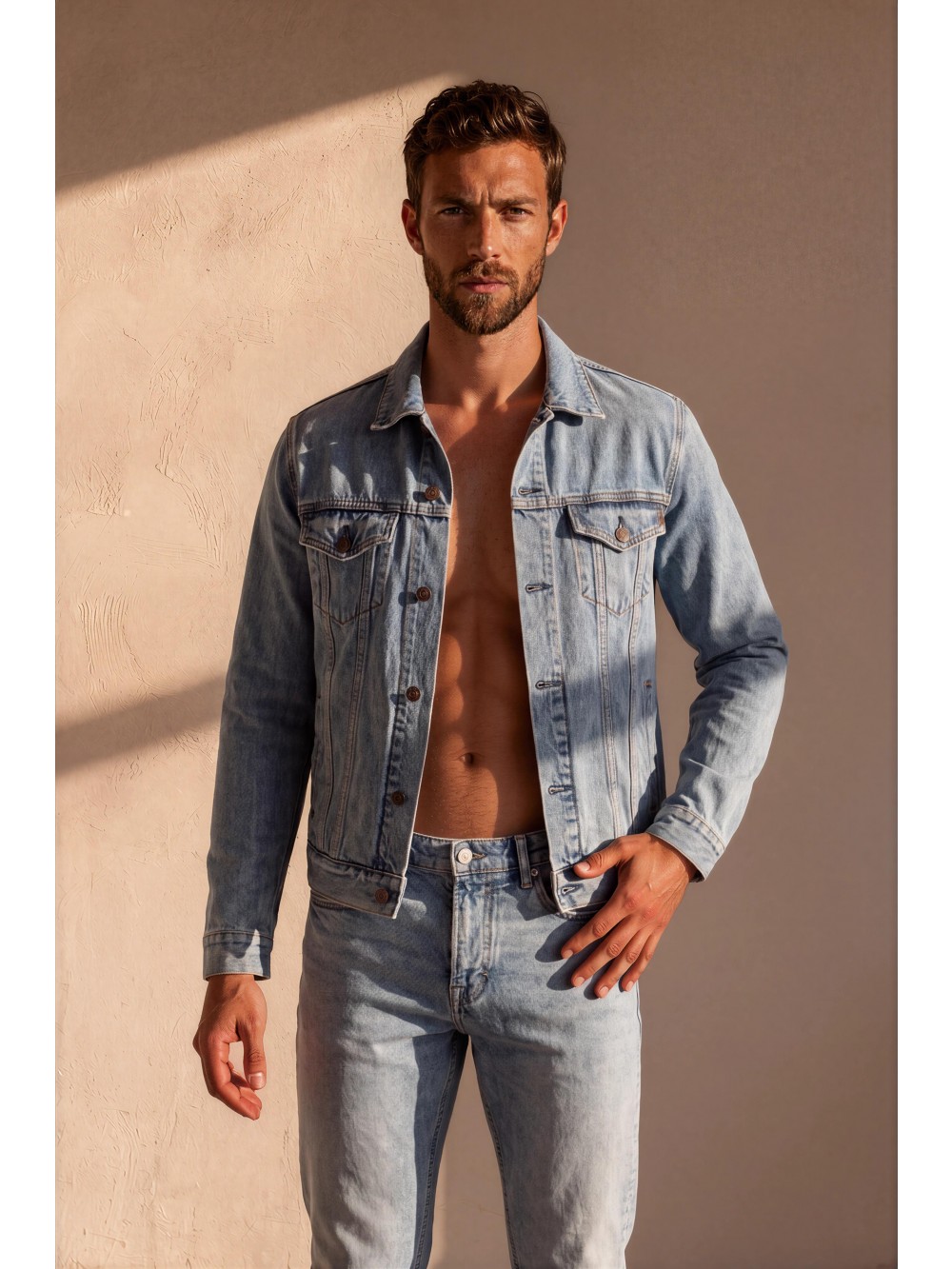 Pánská džínová bunda MISSLE slim fit modrá – streč denim | GEAR