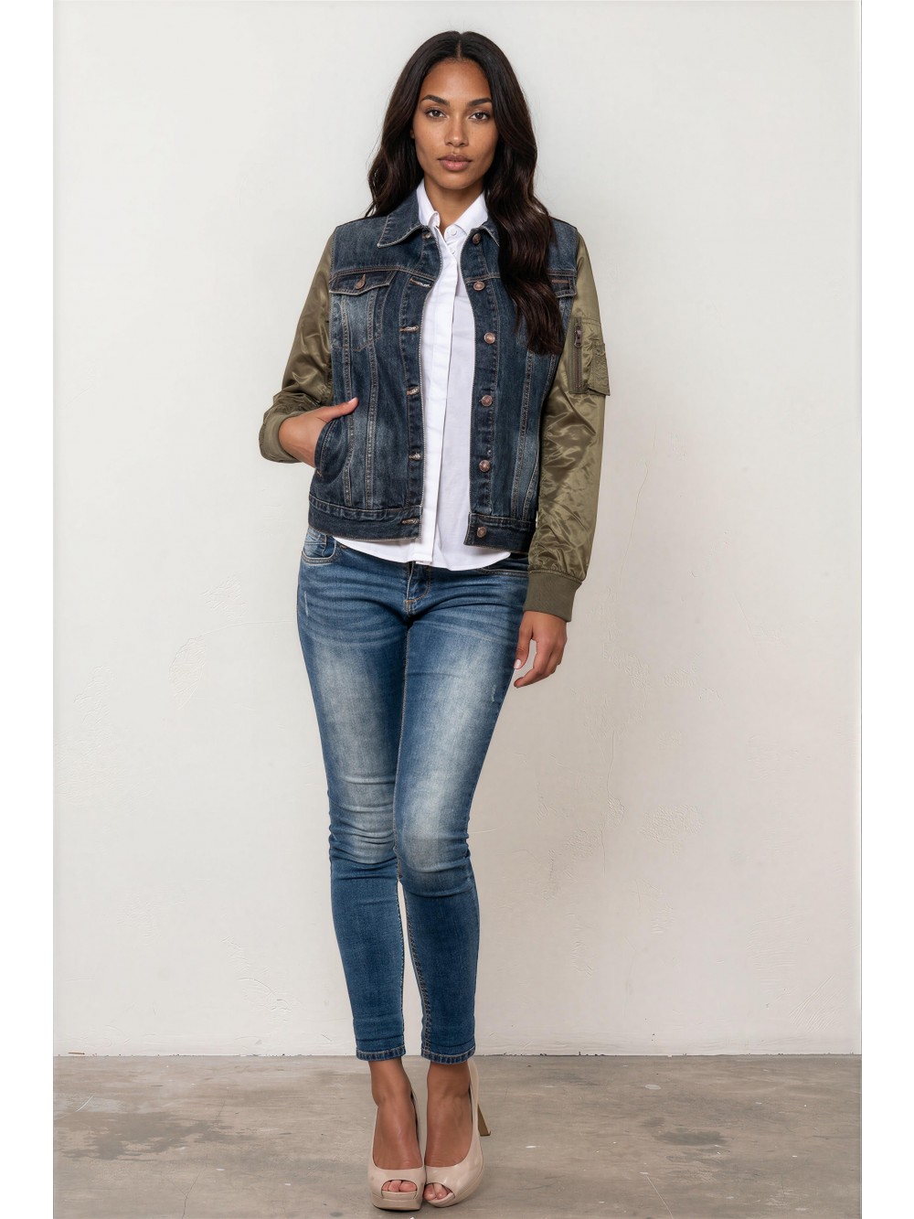 Dámská džínová bunda BAPS olivová – bavlněný denim | GEAR