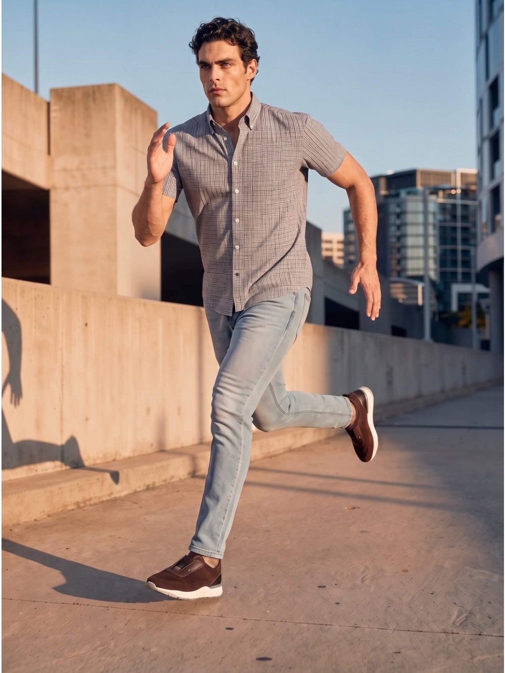 Pánská košile ALESSIO slim fit kostkovaná krátký rukáv | GEAR