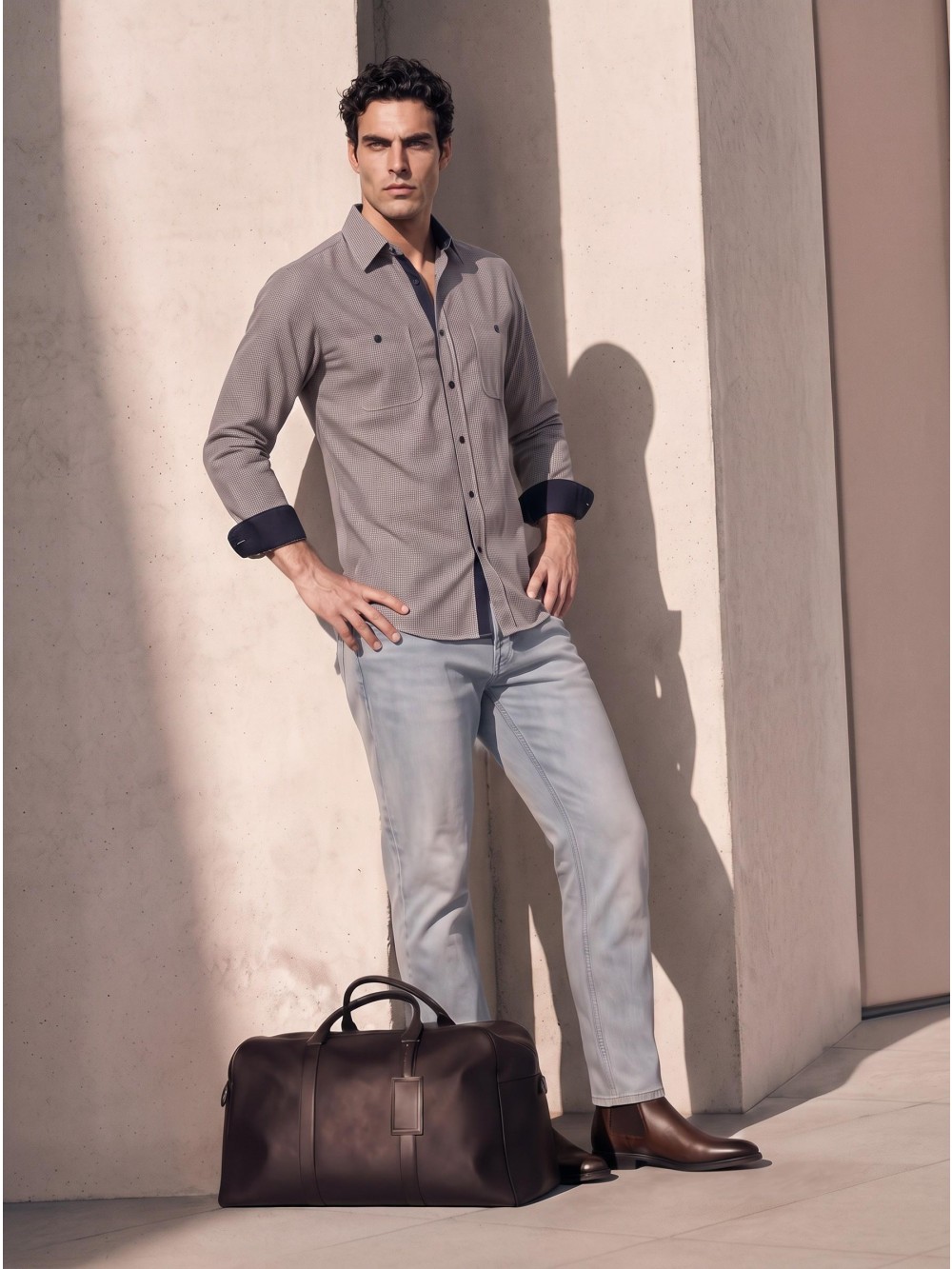 Pánská košile BARRICK slim fit černá | GEAR