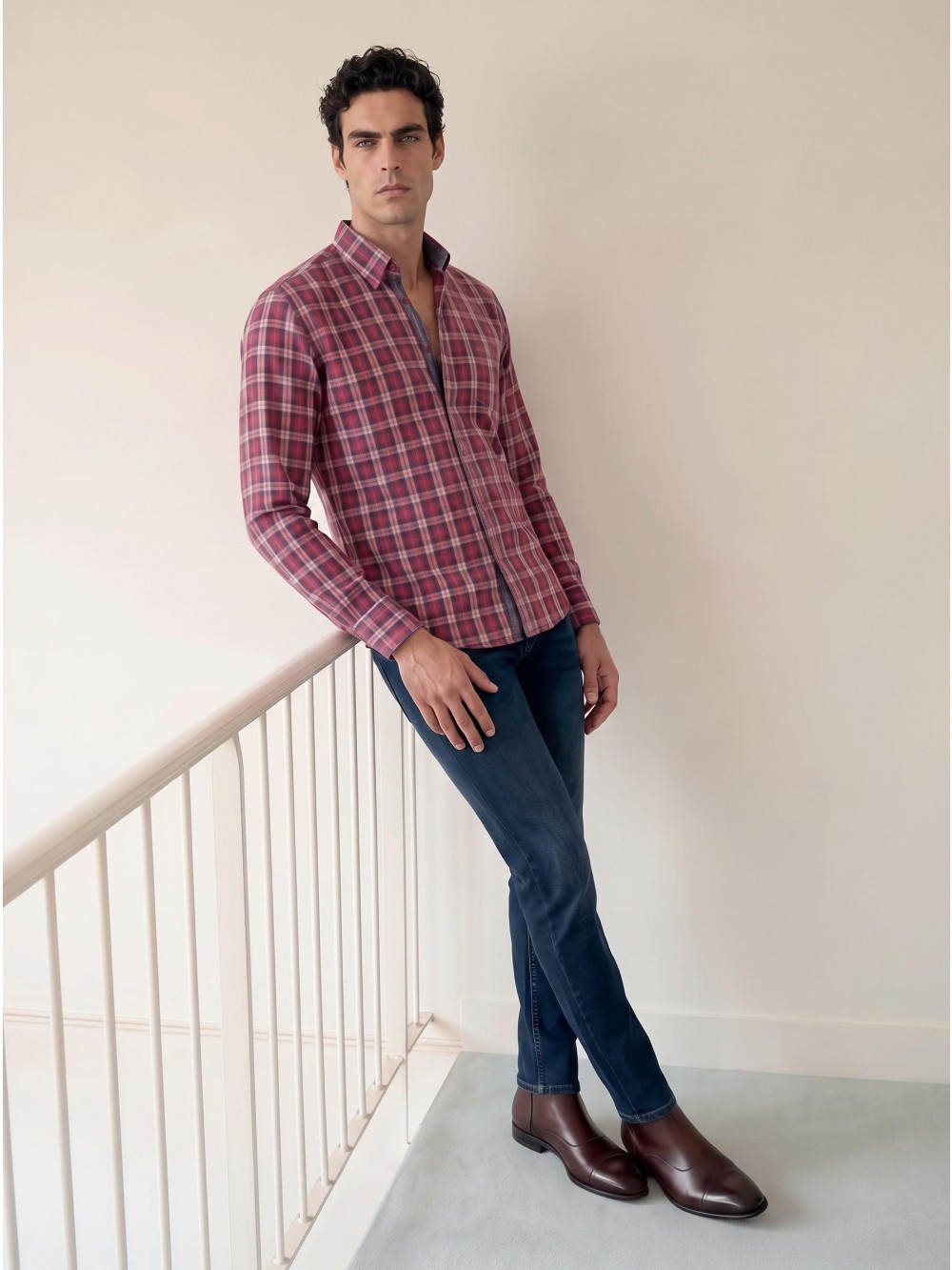 Pánská košile PACO slim fit červená | GEAR