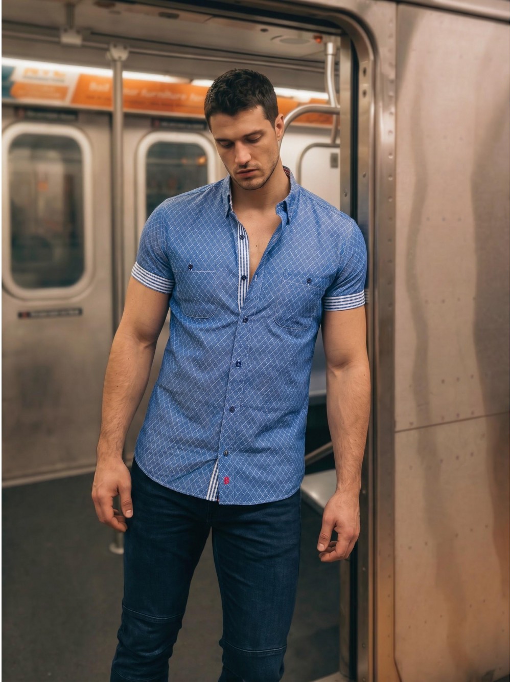 Pánská košile NICOLO slim fit tyrkysová | GEAR