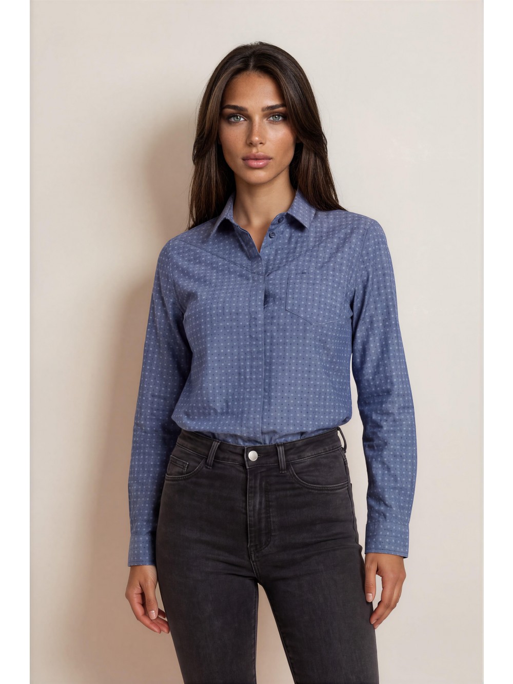 Dámská košile DANIKA modrá – klasická, 100% bavlna | GEAR