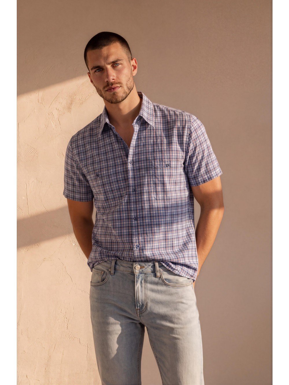Pánská košile JACOPO slim fit multi krátký rukáv | GEAR