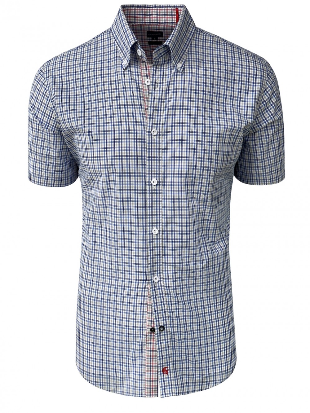 Pánská košile ALESSIO slim fit kostkovaná krátký rukáv | GEAR