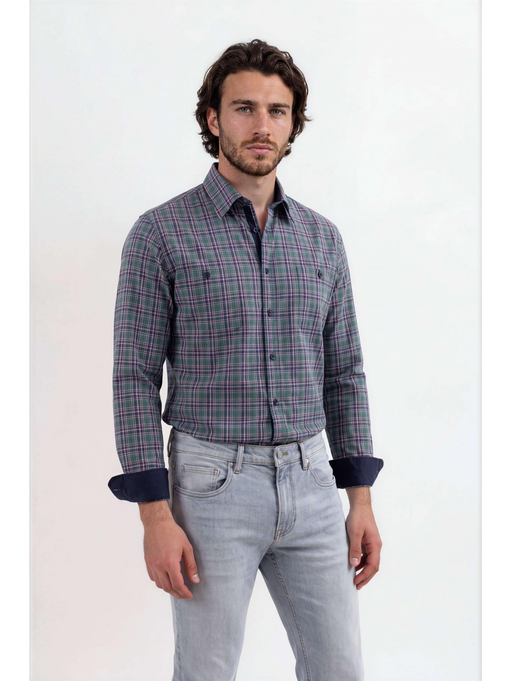 Pánská košile MATERDEI slim fit zelená | GEAR