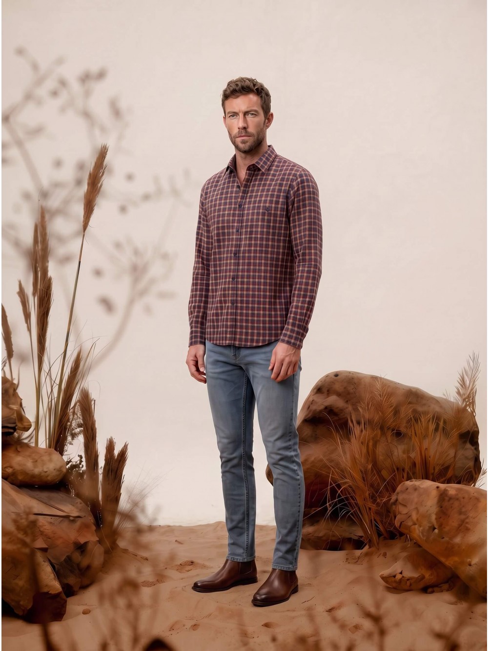 Pánská košile RIONE slim fit žlutá | GEAR